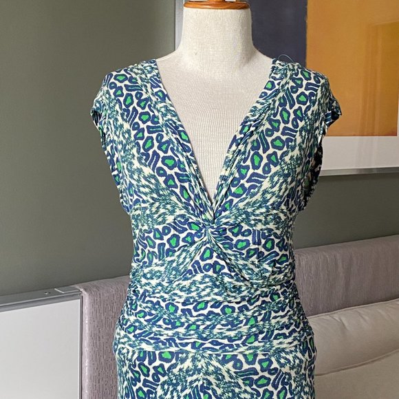 ♥ Plenty by Tracy Reese Sleeveless Cheetah Print Dress in Blue/Green SMALL   - H - Picture 2 of 8